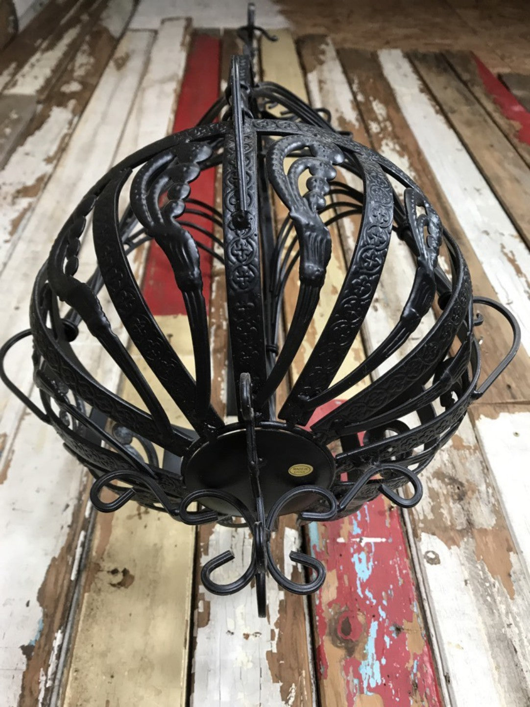 11" Small Black French Style Wrought Iron Hanging Basket New