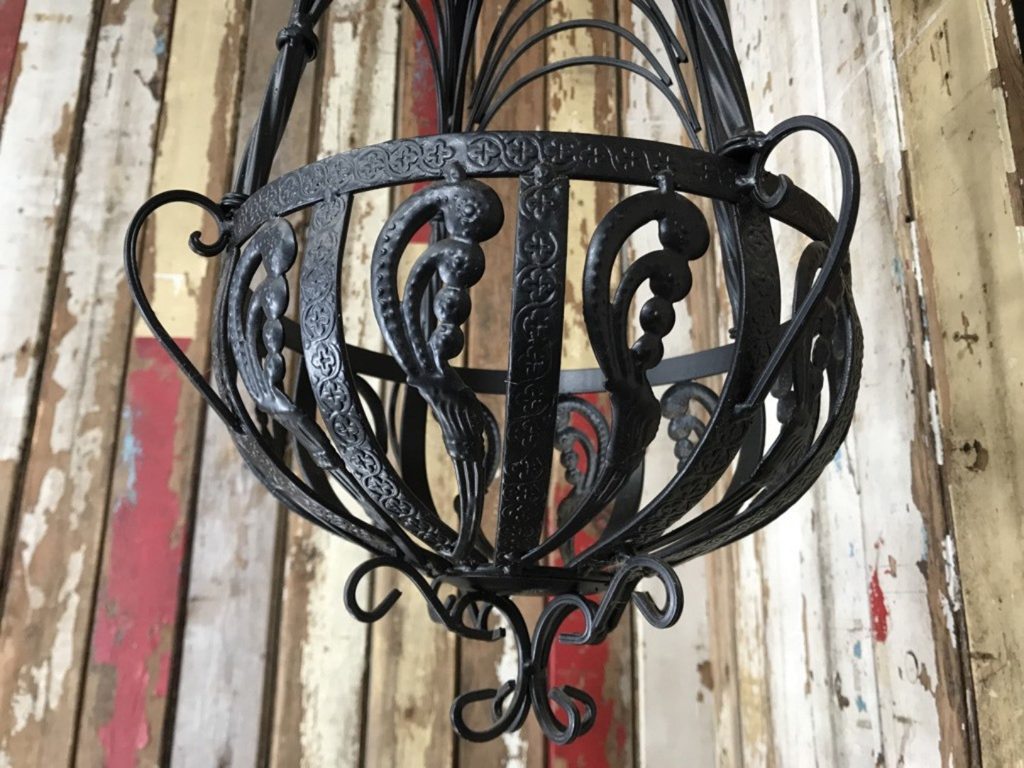 11" Small Black French Style Wrought Iron Hanging Basket New