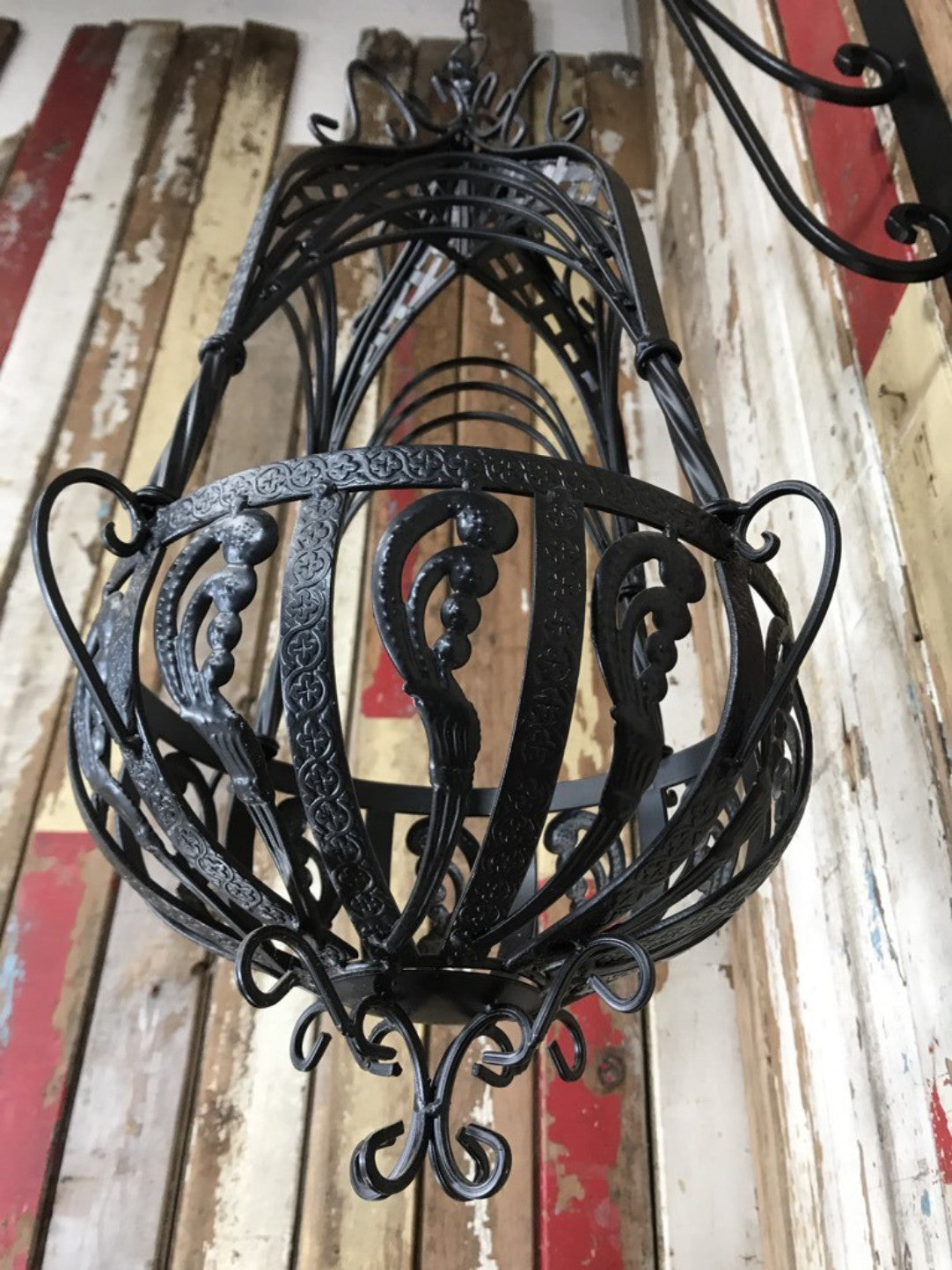 11" Small Black French Style Wrought Iron Hanging Basket New