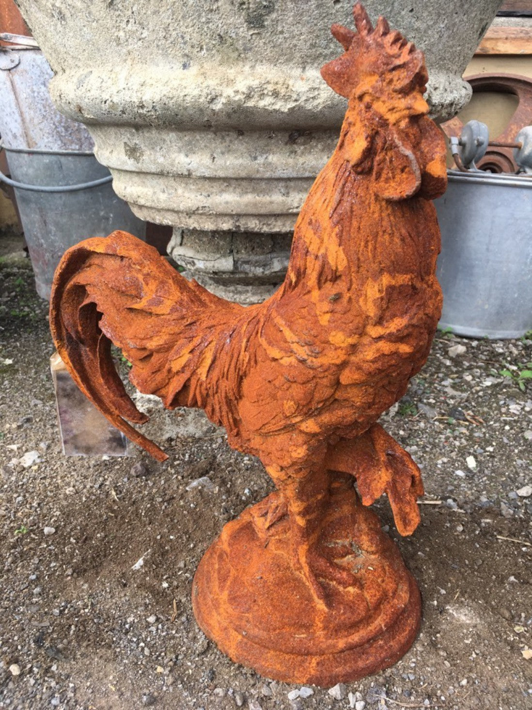 Life Like Cast Iron Rusty Cockerel Rooster Chicken Bird