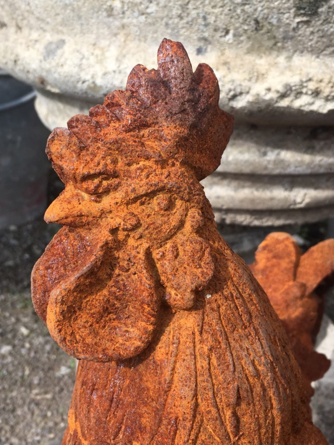 Life Like Cast Iron Rusty Cockerel Rooster Chicken Bird