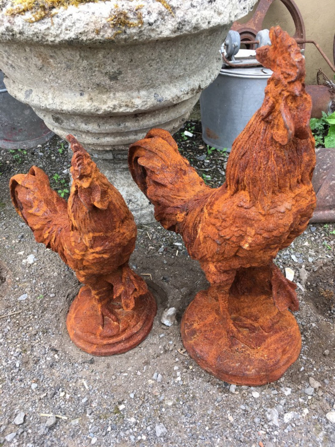 Life Like Cast Iron Rusty Cockerel Rooster Chicken Bird