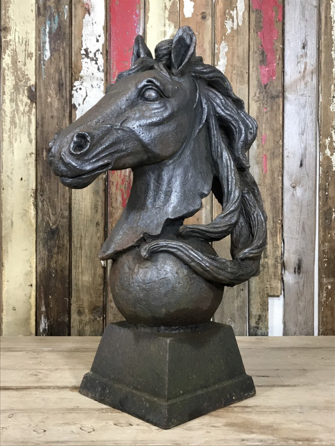 Large Life Like Cast Iron Rusty Horse Head With Flowing Mane Large 31