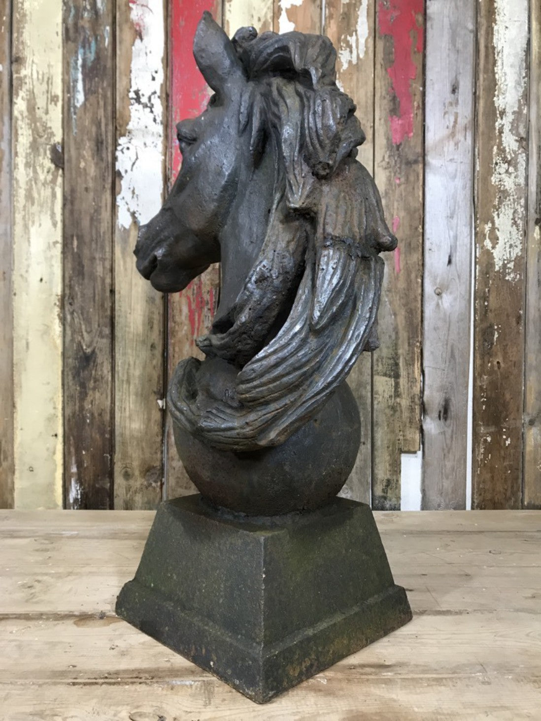 Large Life Like Cast Iron Rusty Horse Head With Flowing Mane Large 31