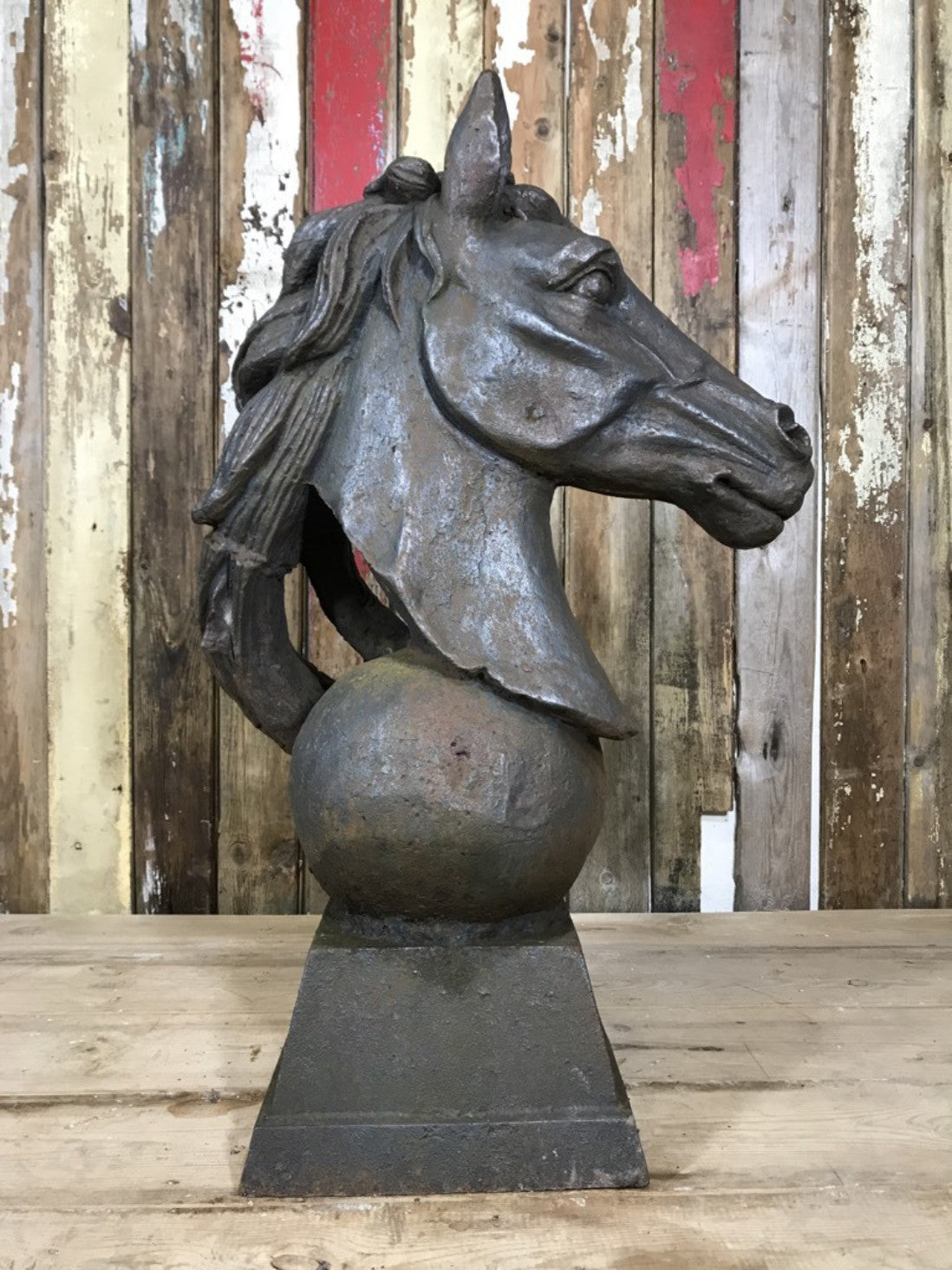 Large Life Like Cast Iron Rusty Horse Head With Flowing Mane Large 31