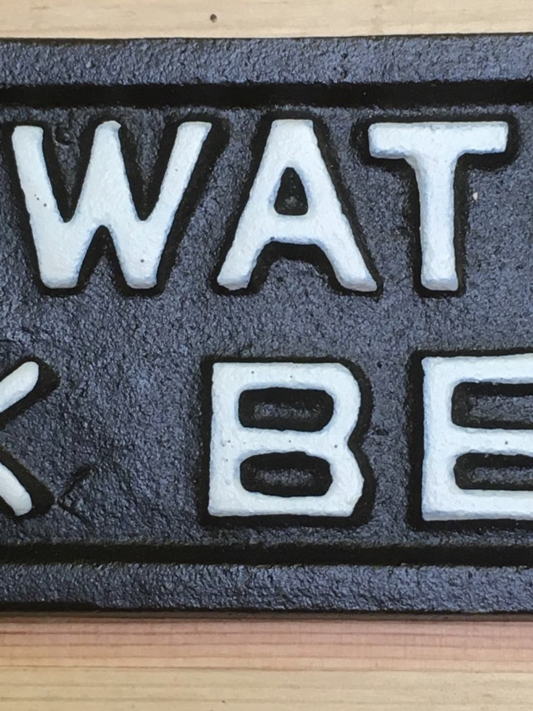 Cast Iron Wall Sign "SAVE WATER DRINK BEER" Black With White Text