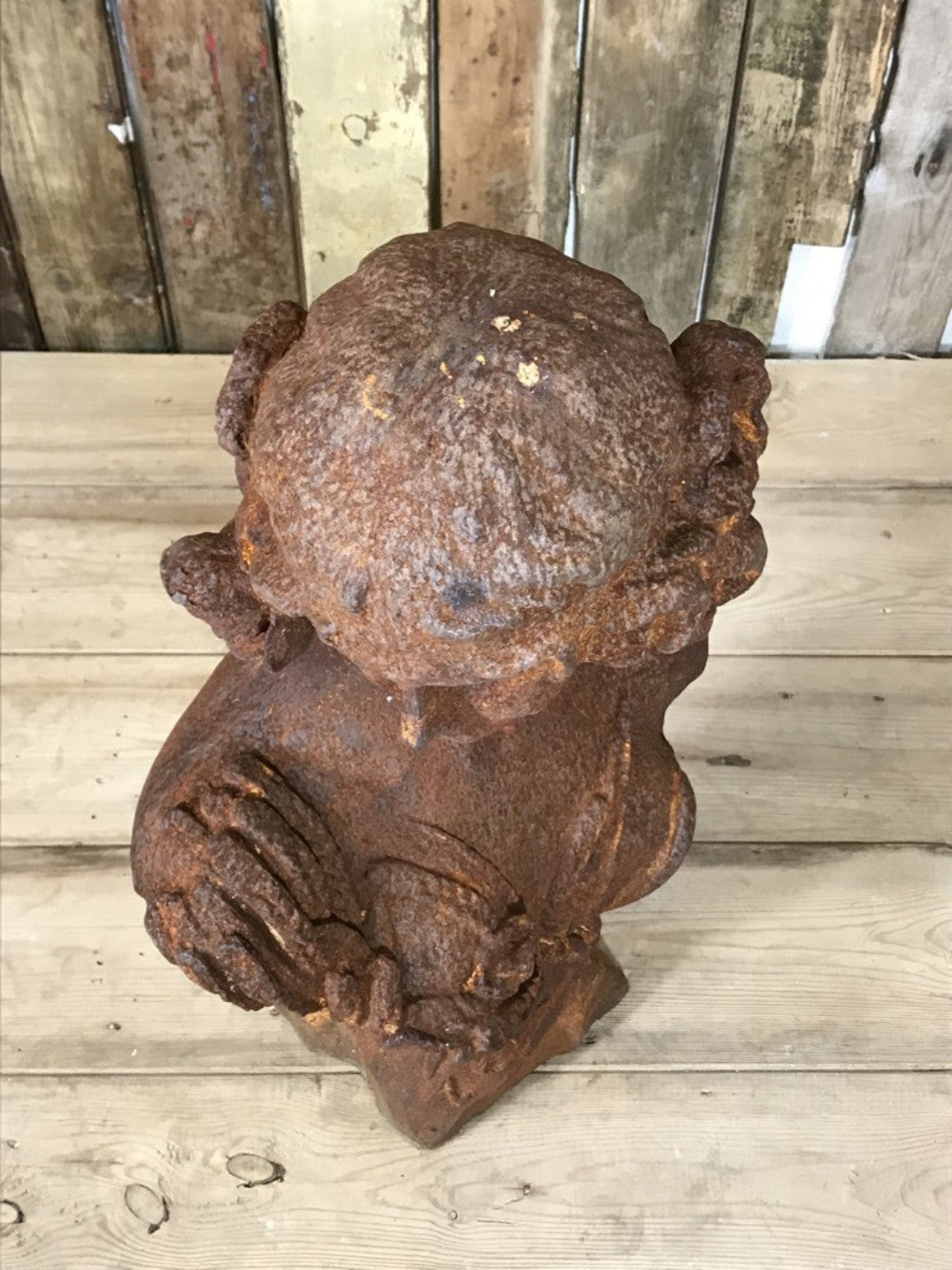 Rusty Heavy Cast Iron Lady Bust Garden Statue Women Head Figure