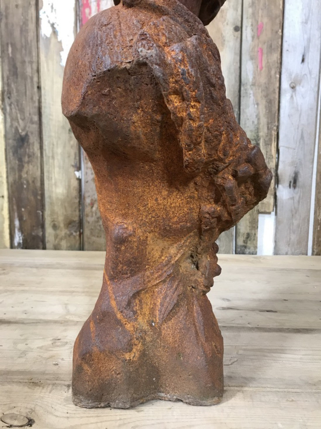 Rusty Heavy Cast Iron Lady Bust Garden Statue Women Head Figure