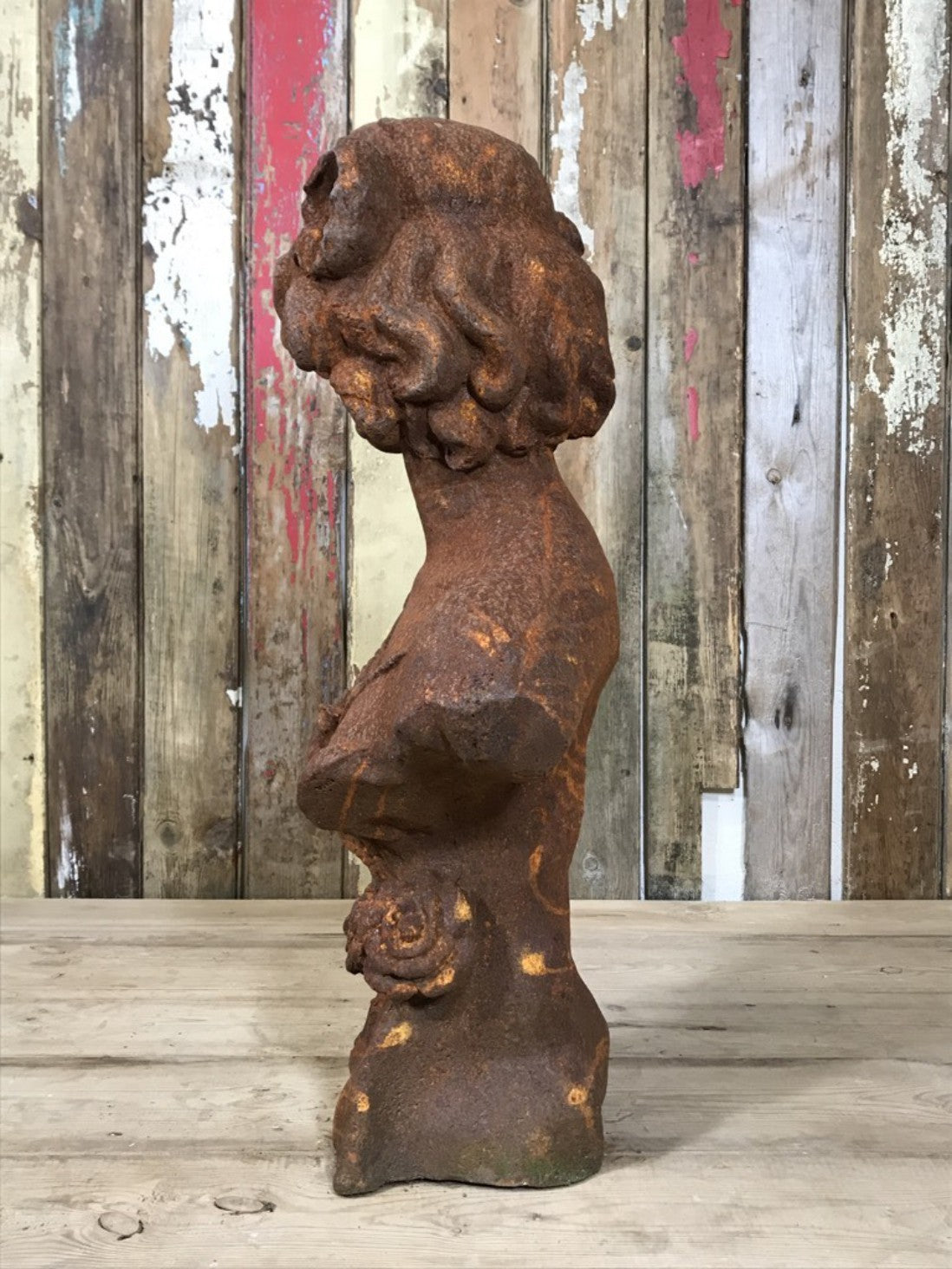 Rusty Heavy Cast Iron Lady Bust Garden Statue Women Head Figure