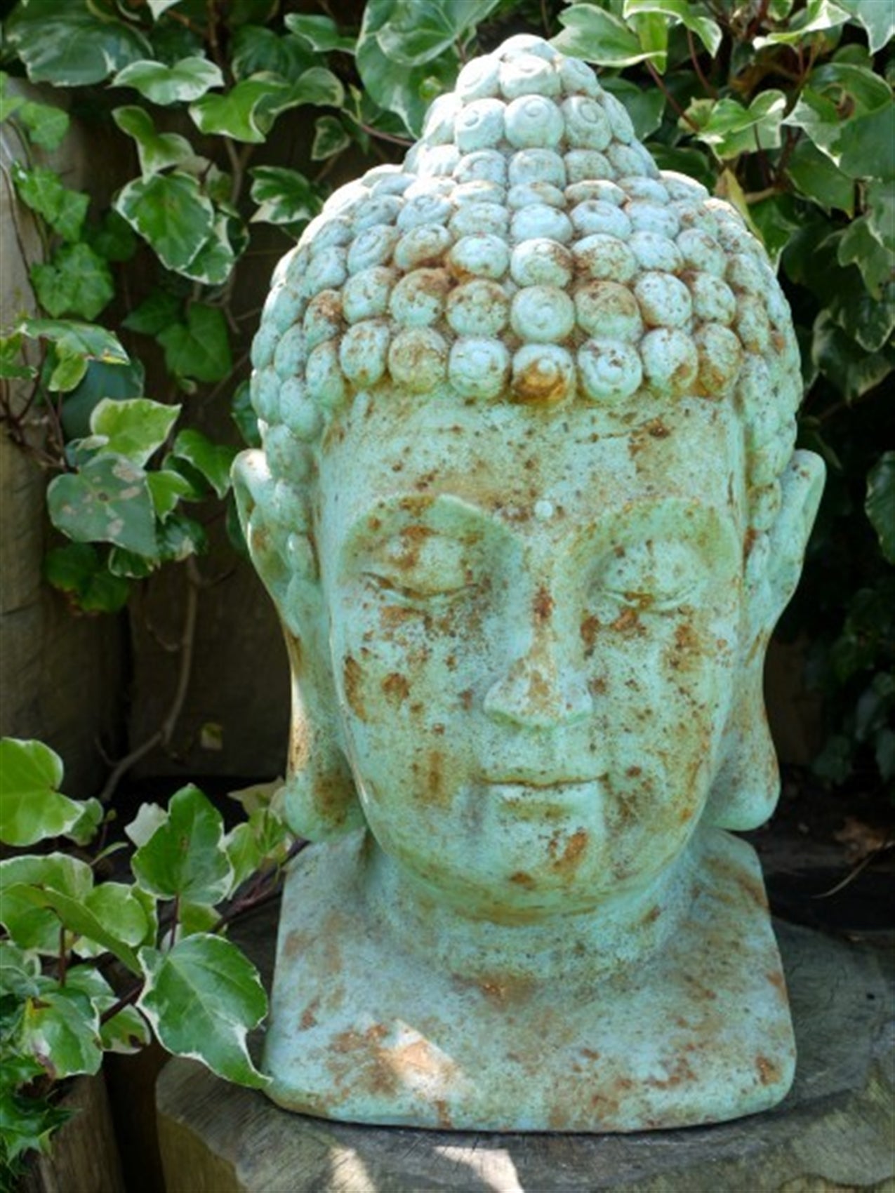 Buddha Head Antique Blue 19"