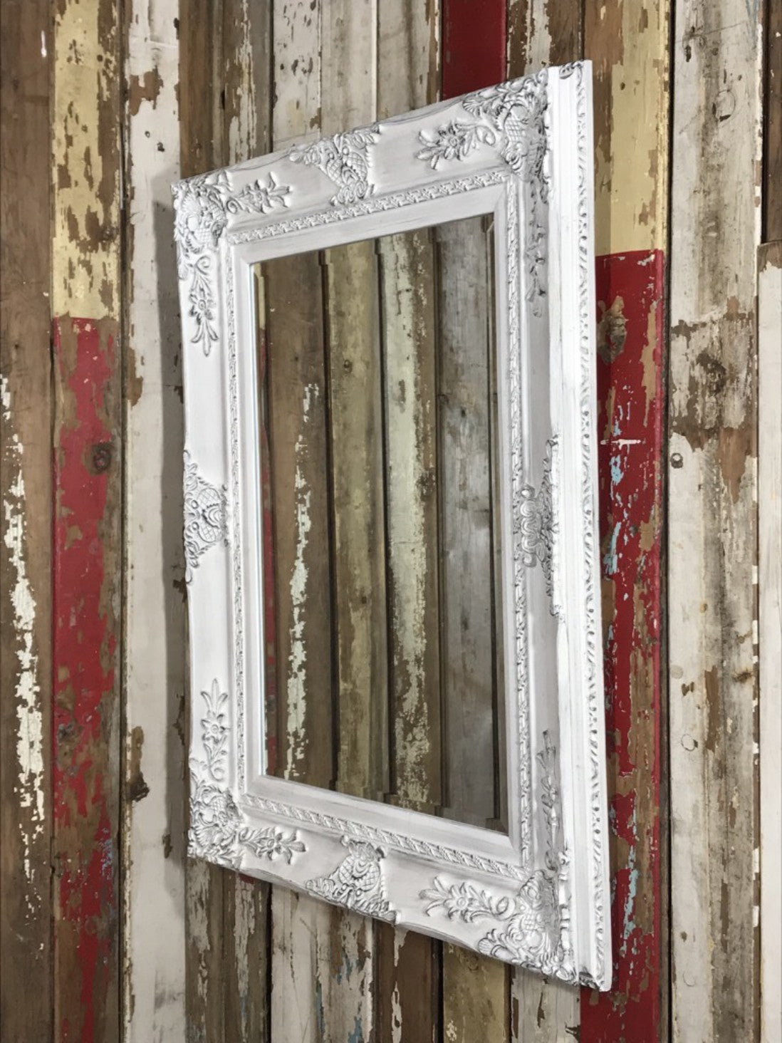 29"x37" Shabby Chic White Bevelled Mirror