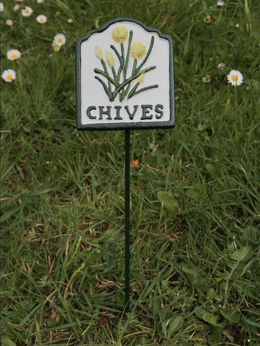 Garden Herb Sign CHIVES Cast Iron Herb Marker