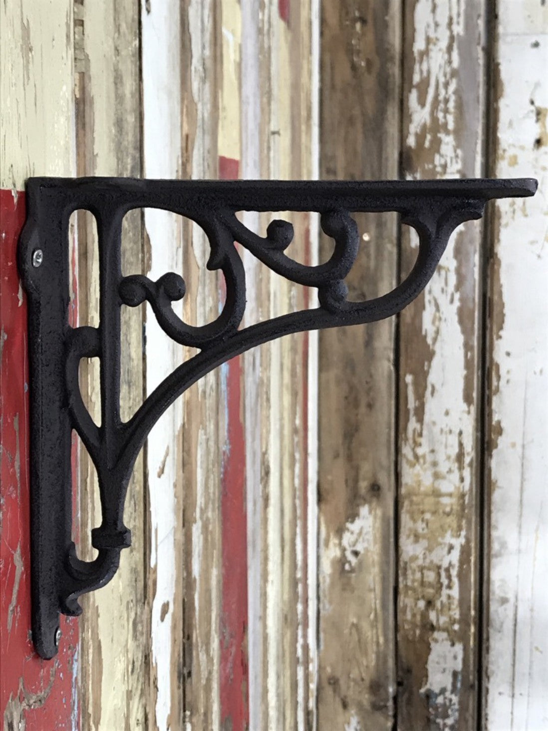 Ornate Single Cast Iron Shelf Wall Support Bracket 18cm By 18cm Brown