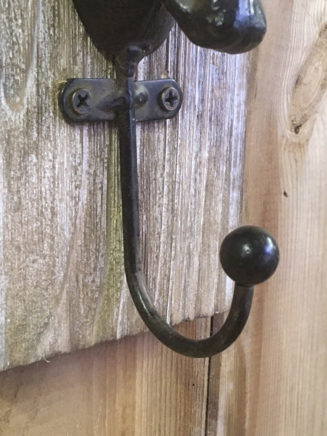 Stag Coat Hook Black Metal Mounted On Wood