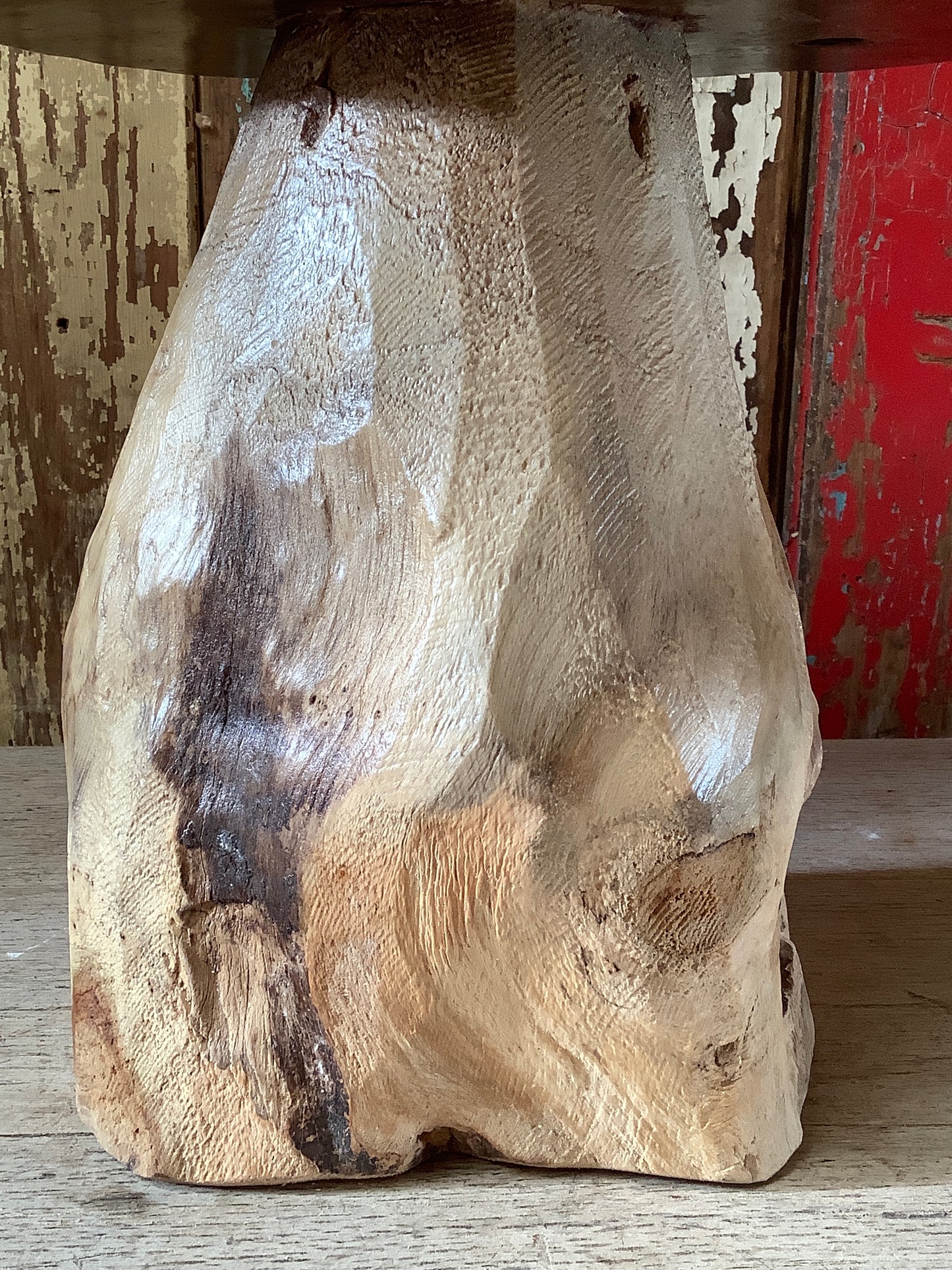 Lovely Recycled Teak Mushroom Statue 12 Tall Natural & Rustic Looking