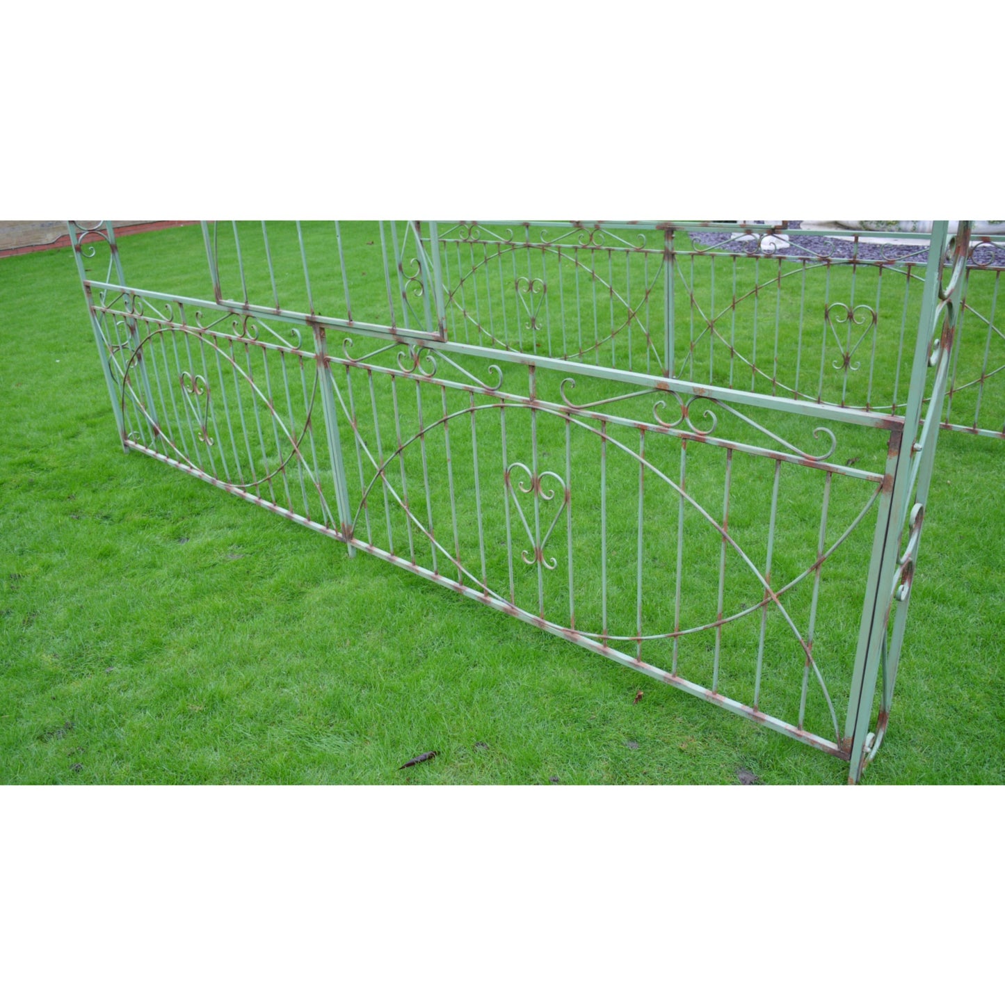 3.5m x 4.6m Large Green Garden Gazebo Walkway Metal Archway Wrought Iron Style