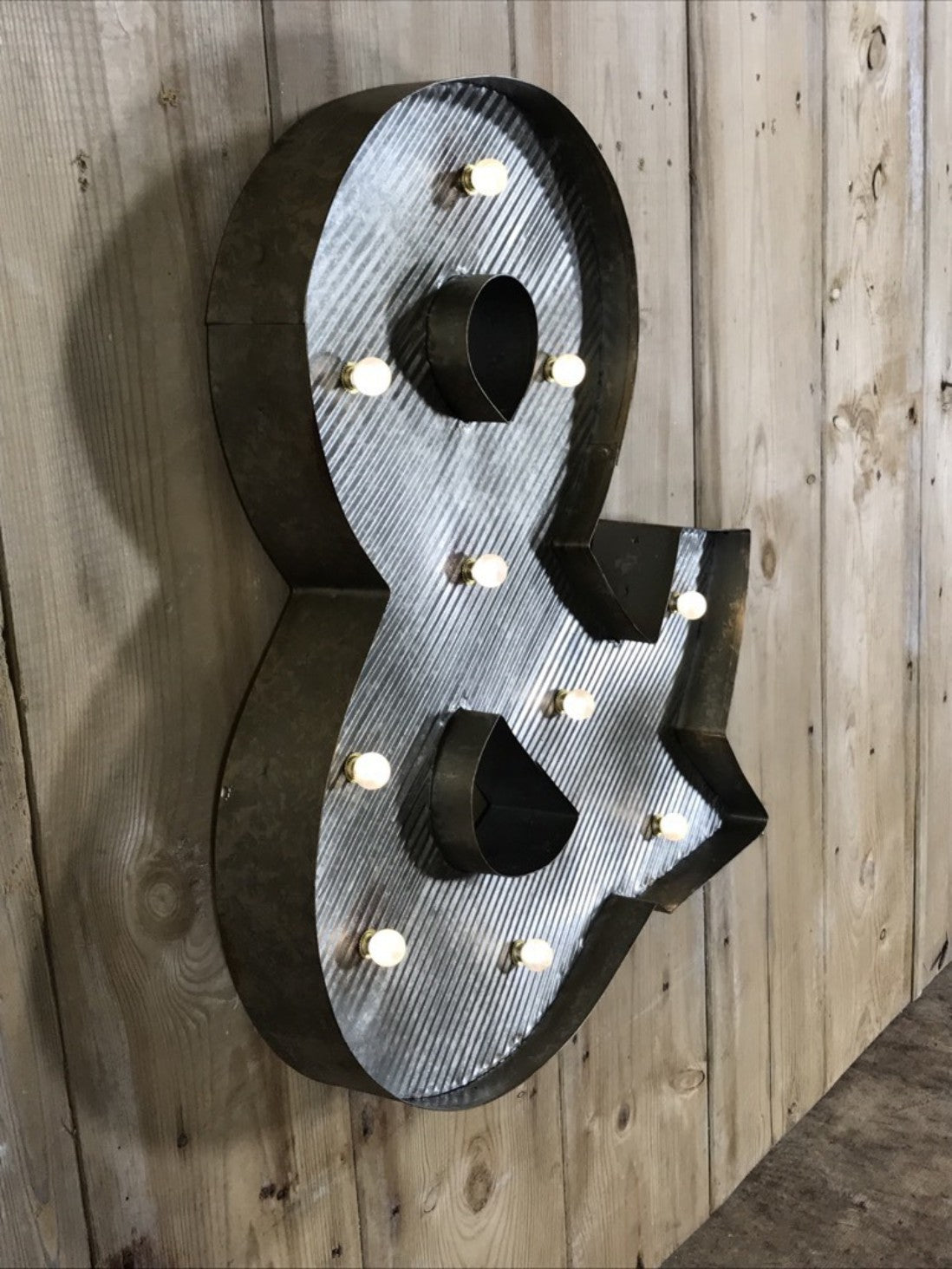 & And Sign Ampersand LED Galvanized Style Tin Metal Fairground Style Letter