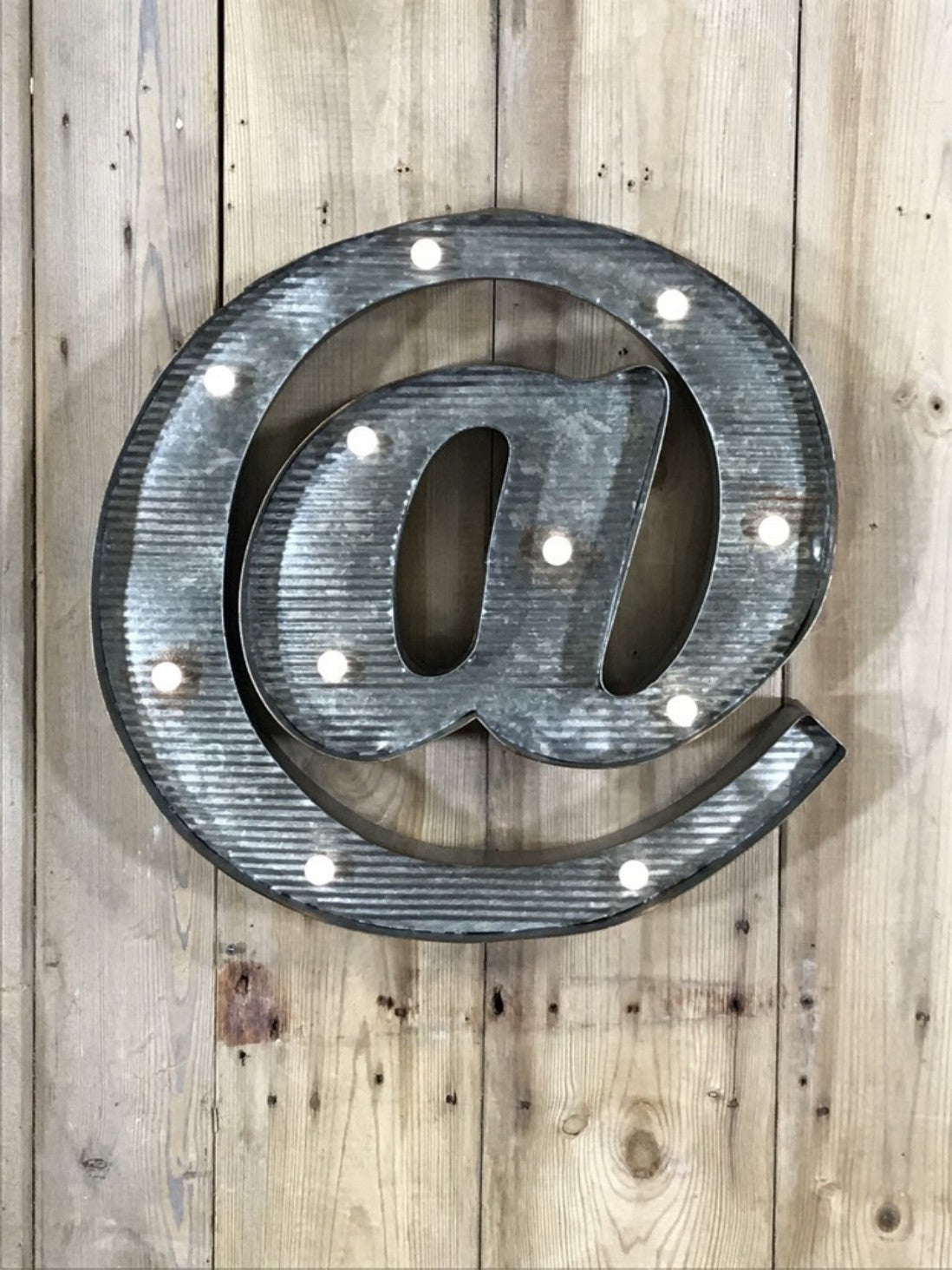 @ At Sign Illuminated LED Galvanized Style Tin Metal Fairground Style Letter