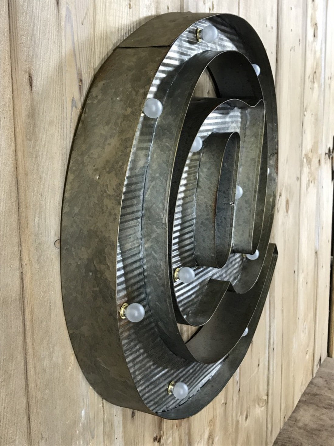 @ At Sign Illuminated LED Galvanized Style Tin Metal Fairground Style Letter