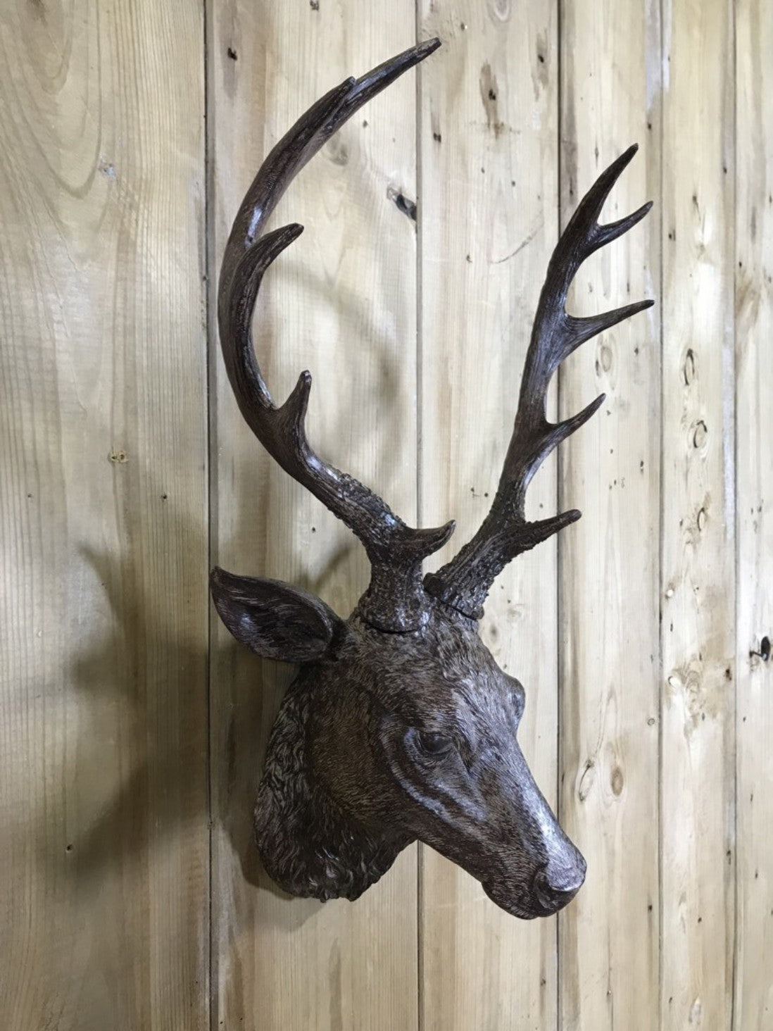 Small Detailed Brown Wall Mounted Stags Head With Antlers 19