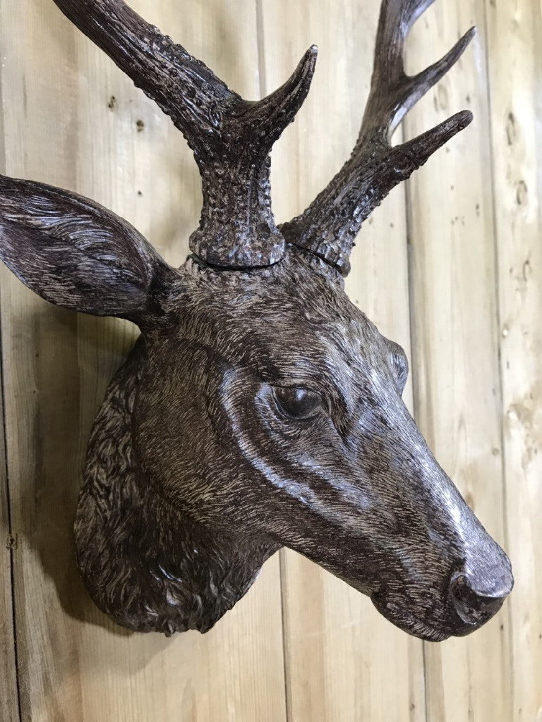 Small Detailed Brown Wall Mounted Stags Head With Antlers 19