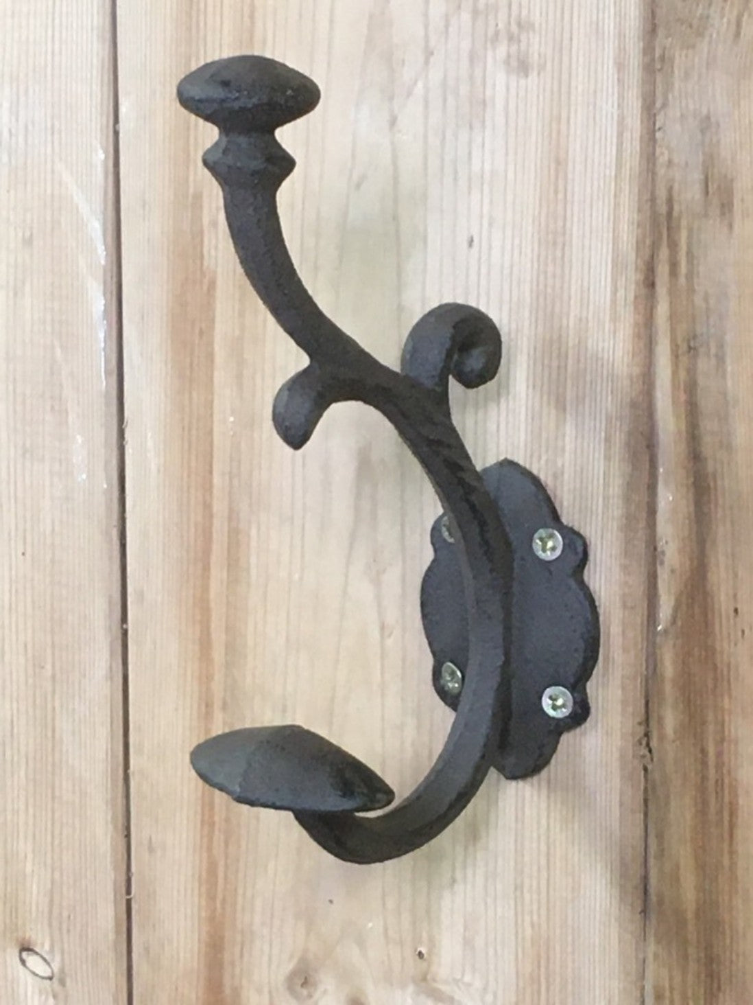 Victorian Style Cast Iron Hat & Coat Double Hook Black