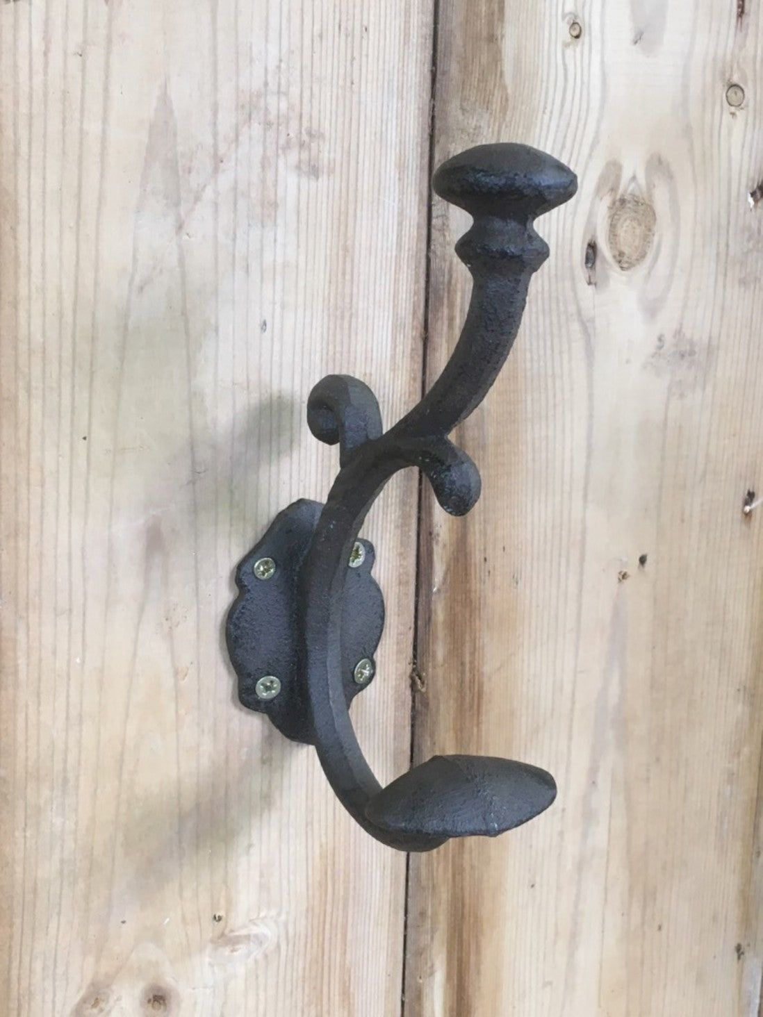 Victorian Style Cast Iron Hat & Coat Double Hook Black