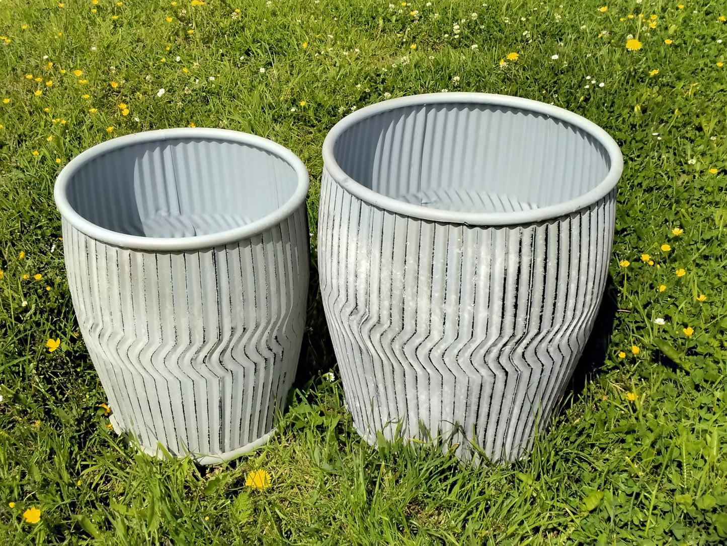 Vintage Style Grey Galvanised Dolly Tub New Set of 2 Large & Small Stackable