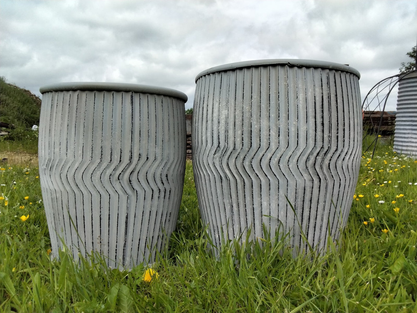 Vintage Style Grey Galvanised Dolly Tub New Set of 2 Large & Small Stackable