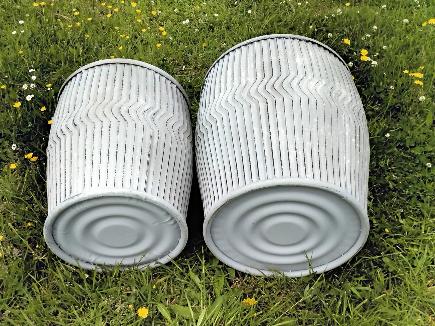 Vintage Style Grey Galvanised Dolly Tub New Set of 2 Large & Small Stackable