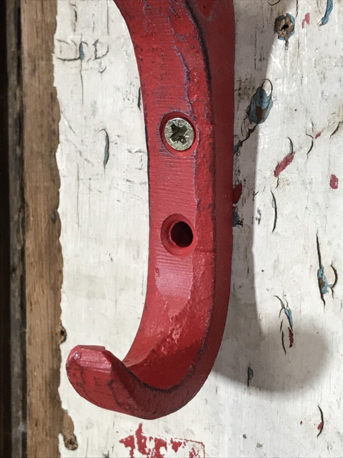 Heavy Solid Metal Red Double Coat Hook Railway Stamped Cast Iron