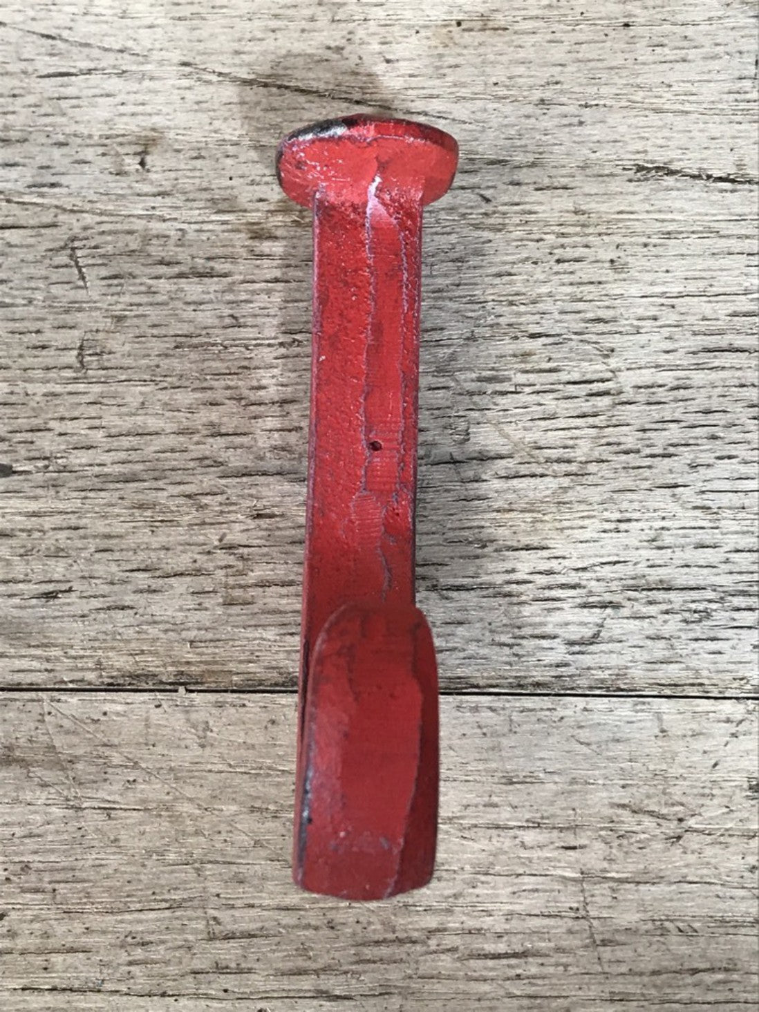Heavy Solid Metal Red Double Coat Hook Railway Stamped Cast Iron