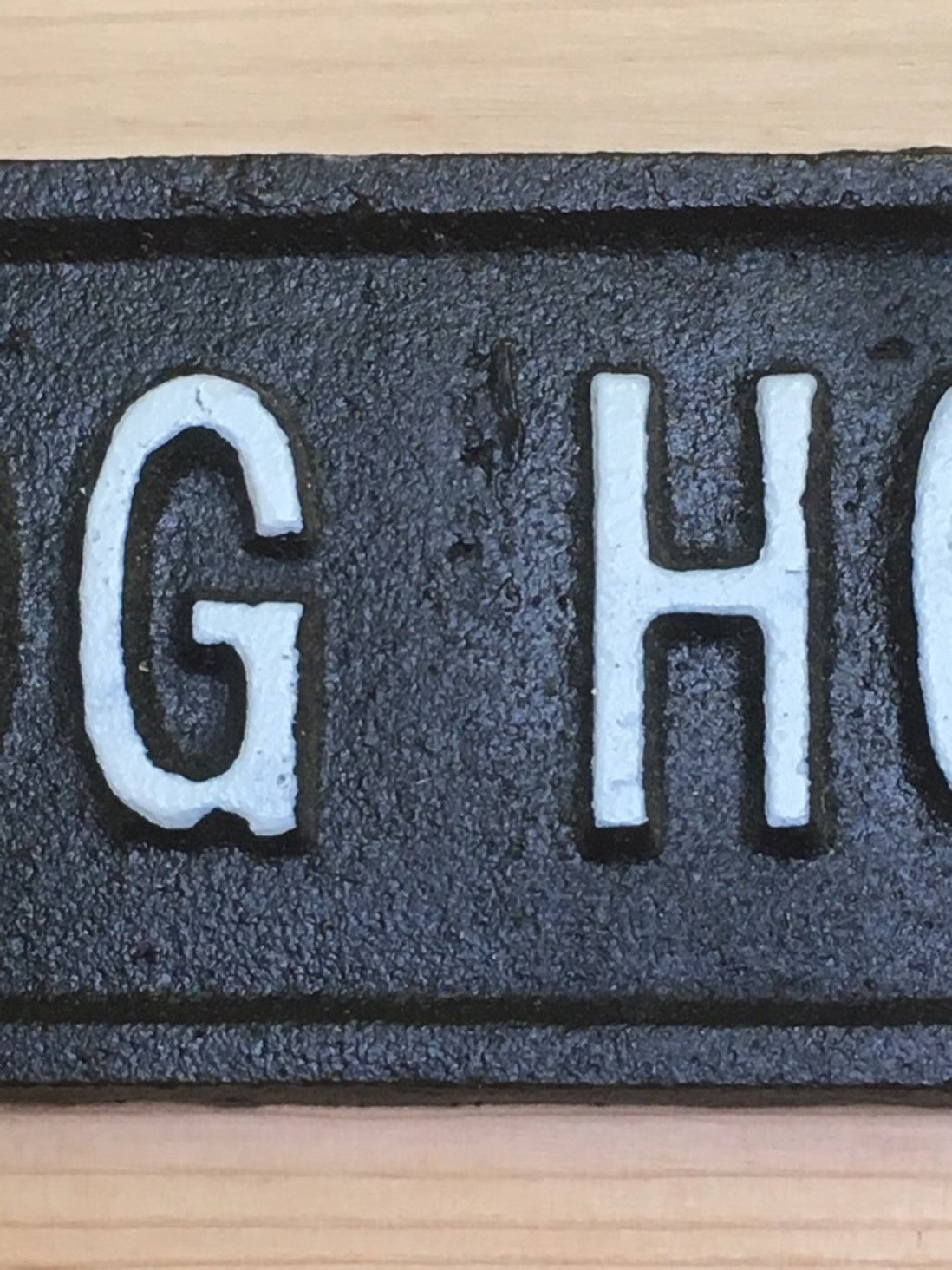 Fun Cast Iron Wall Sign DOG HOUSE Black With White Text