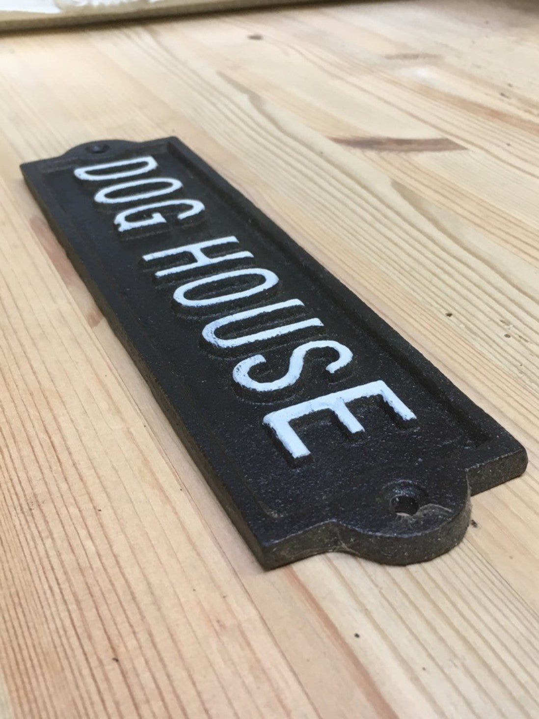 Fun Cast Iron Wall Sign DOG HOUSE Black With White Text