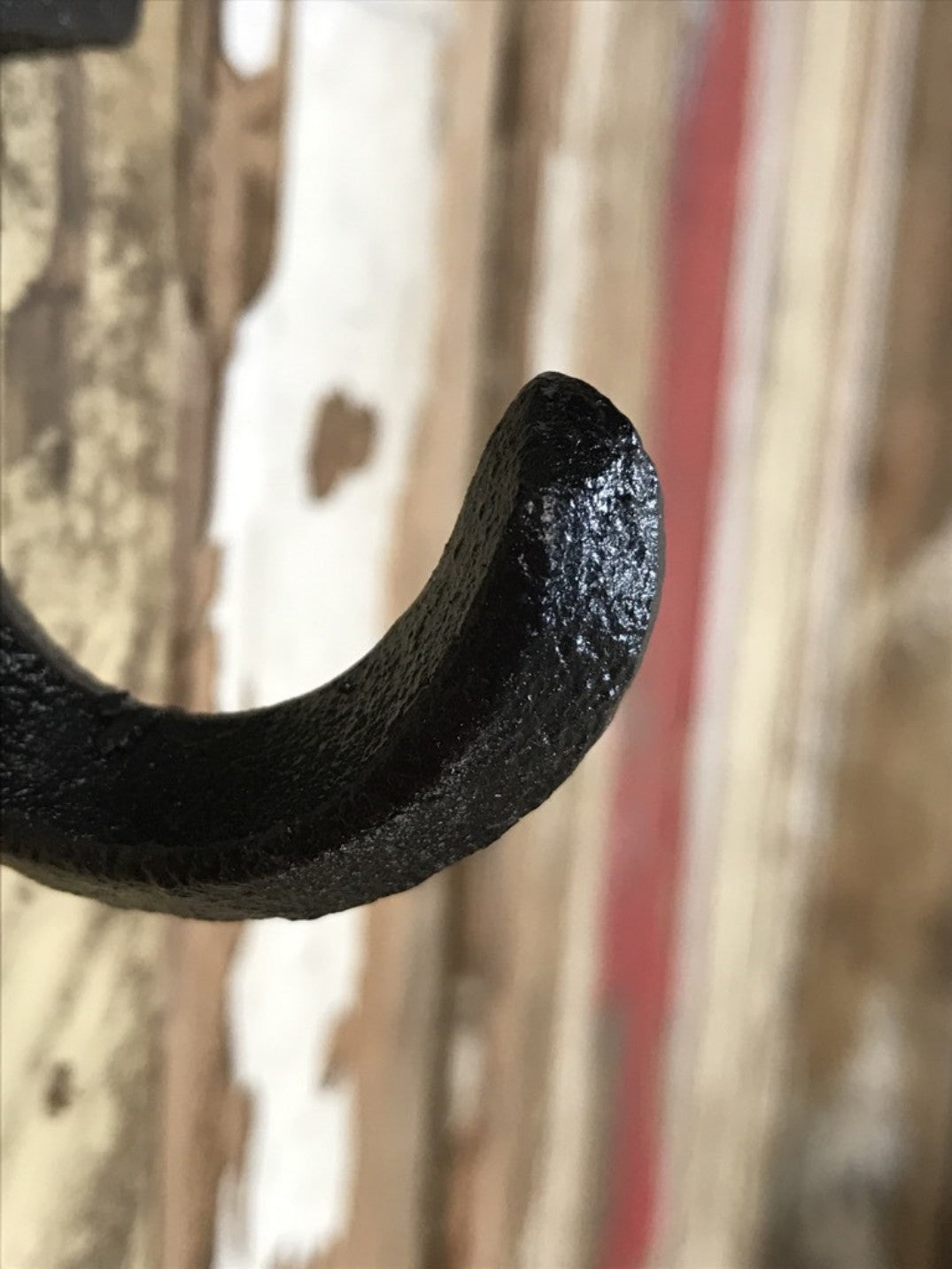 Heavy Solid Cast Iron Black Double Wall Coat Hook with Number 1 in White