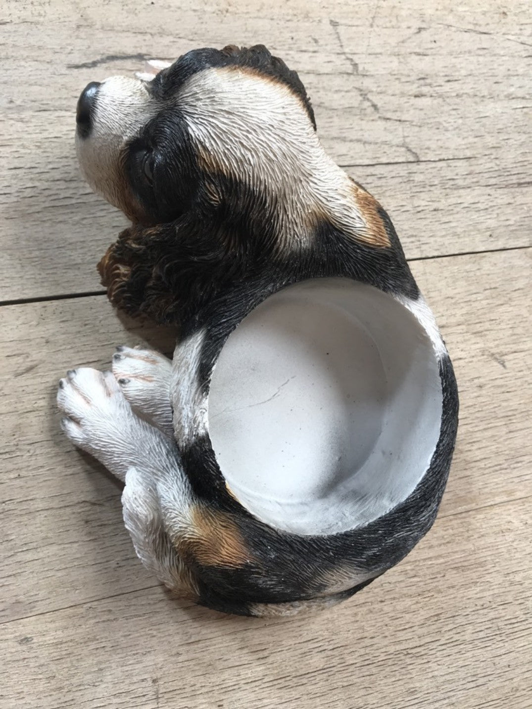 Painted Black,White,Tan King Charles Dog Bowl with 1 Stainless steel Bowl