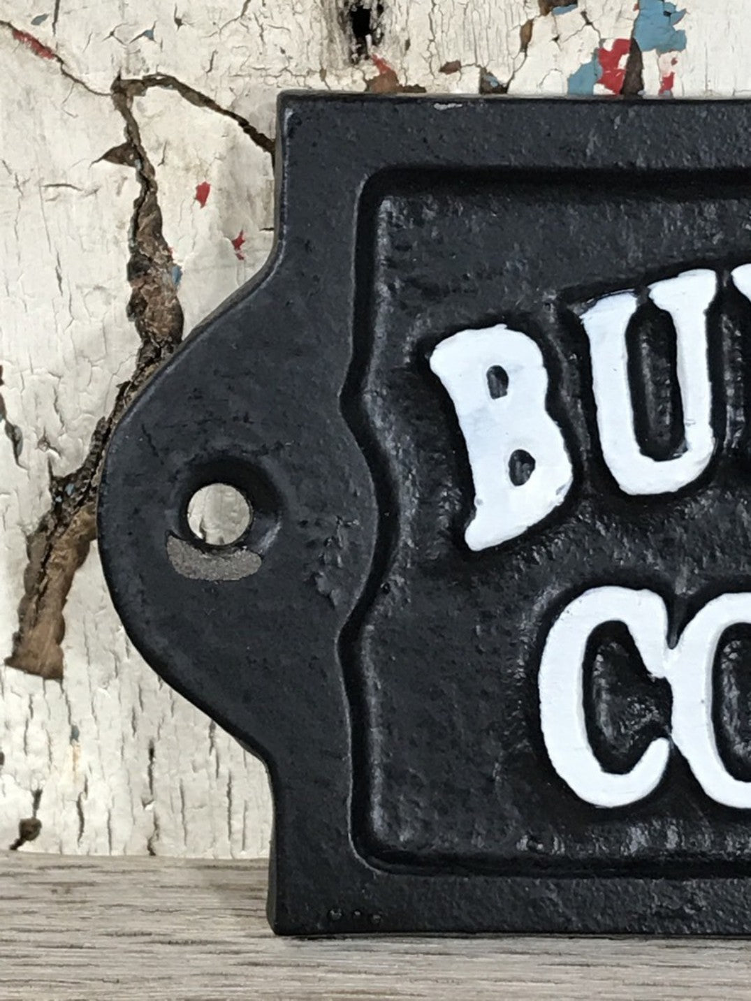Funny Rude Black & White Wall Sign Cast Iron BULLSH T CORNER
