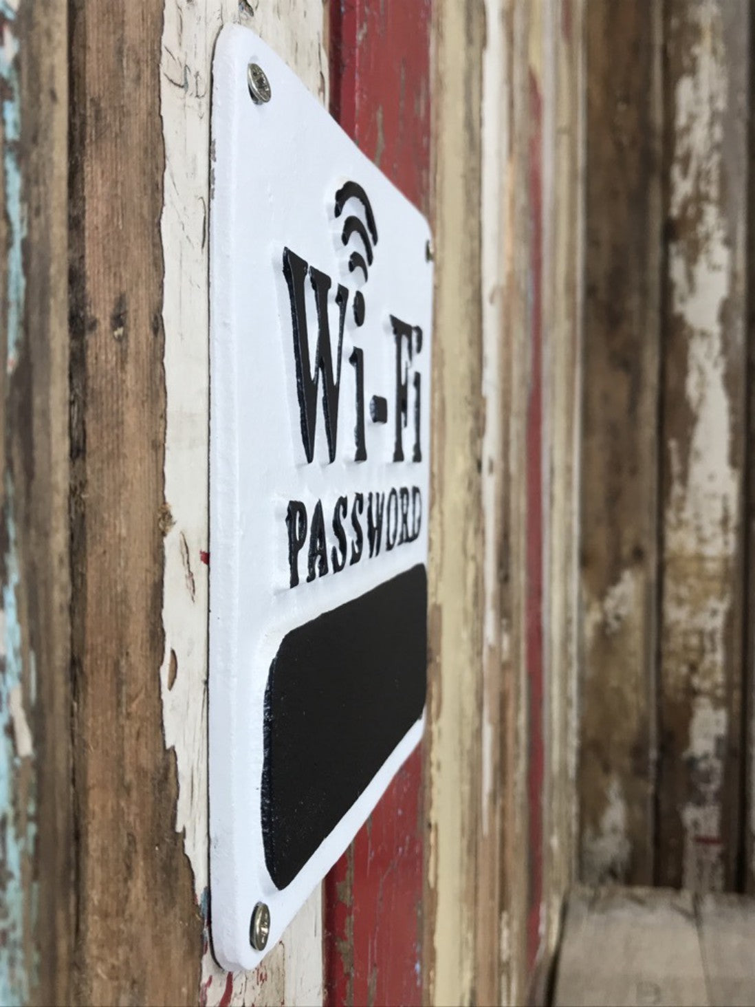 “Wi-Fi Password” White & Black Wall House Office Pub Resturant Sign Cast Iron