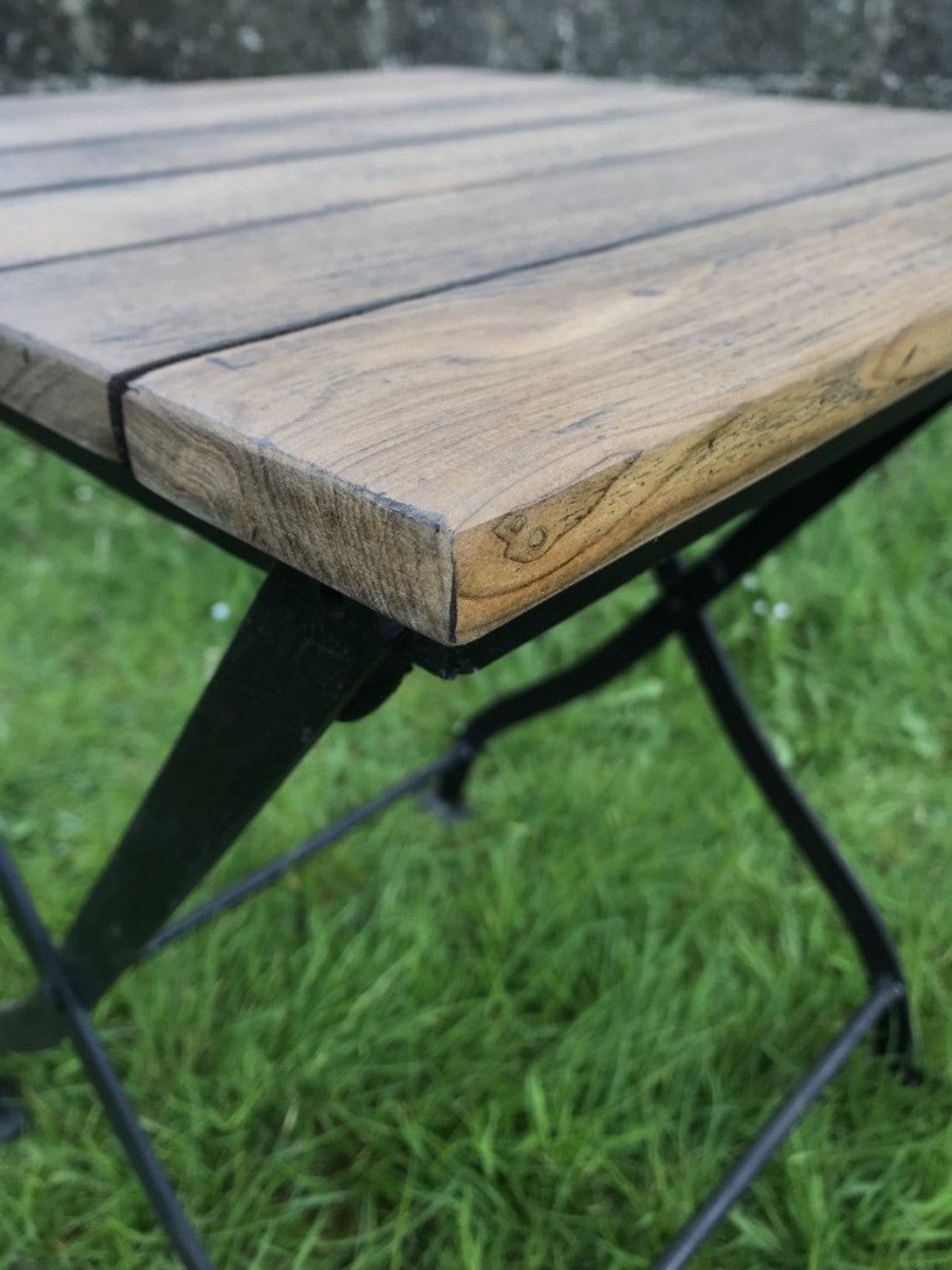 Folding Bistro Garden Patio Wrought Iron & Timber Low Table