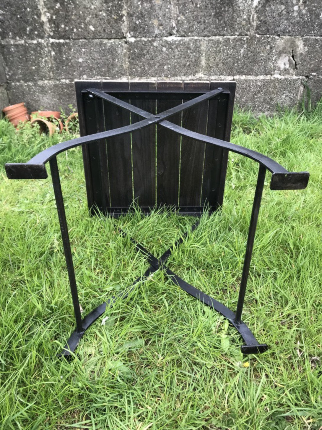 Folding Bistro Garden Patio Wrought Iron & Timber Low Table