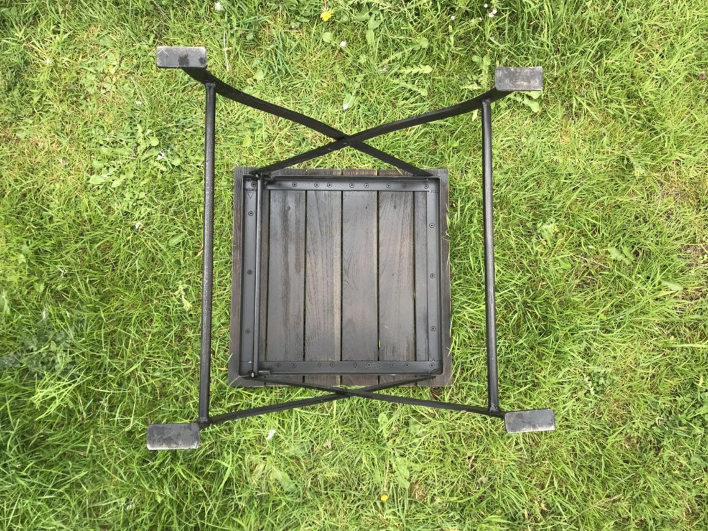 Folding Bistro Garden Patio Wrought Iron & Timber Low Table