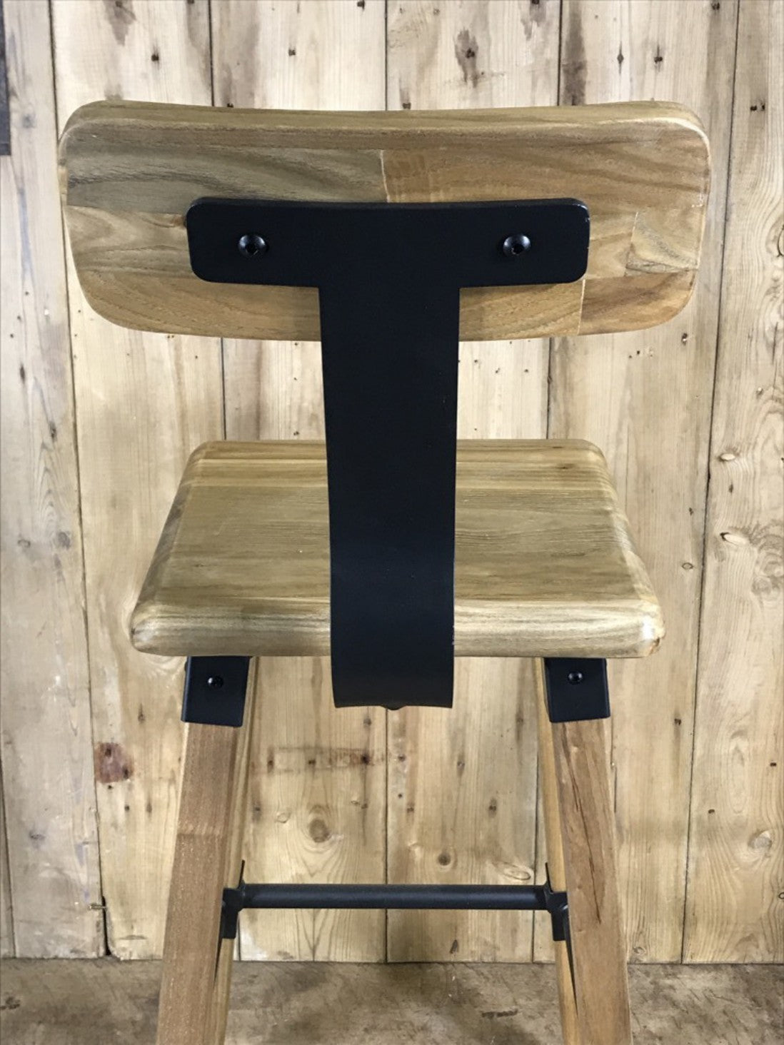 High Industrial Shaker Style Breakfast Bar Stool With Back