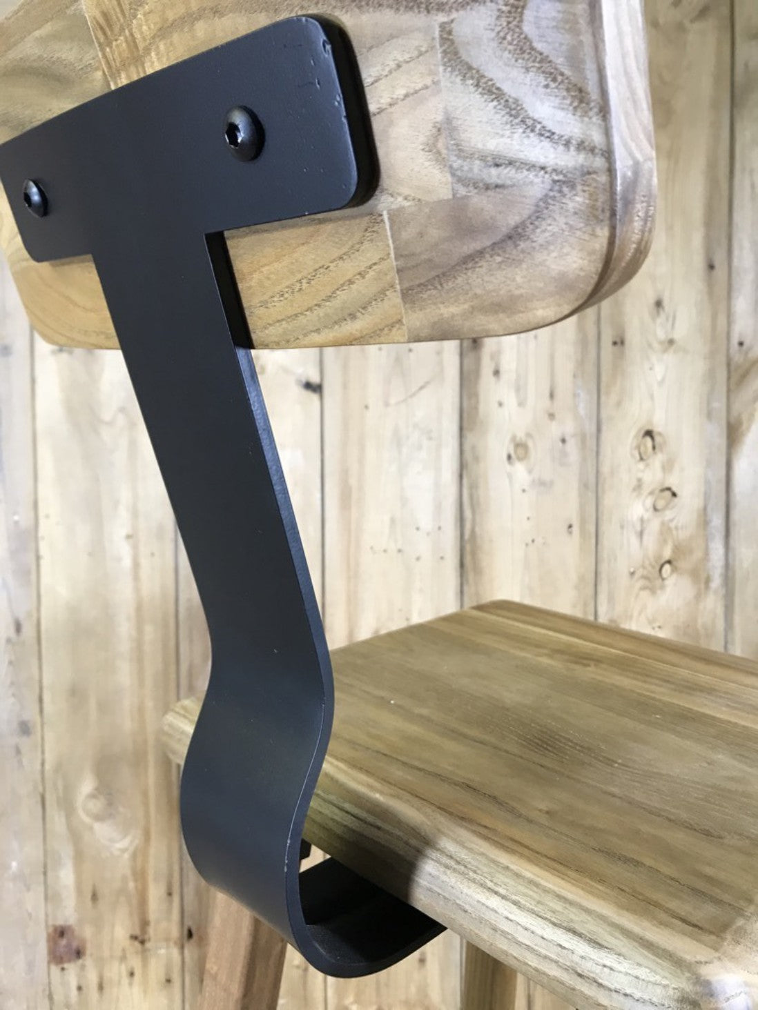High Industrial Shaker Style Breakfast Bar Stool With Back