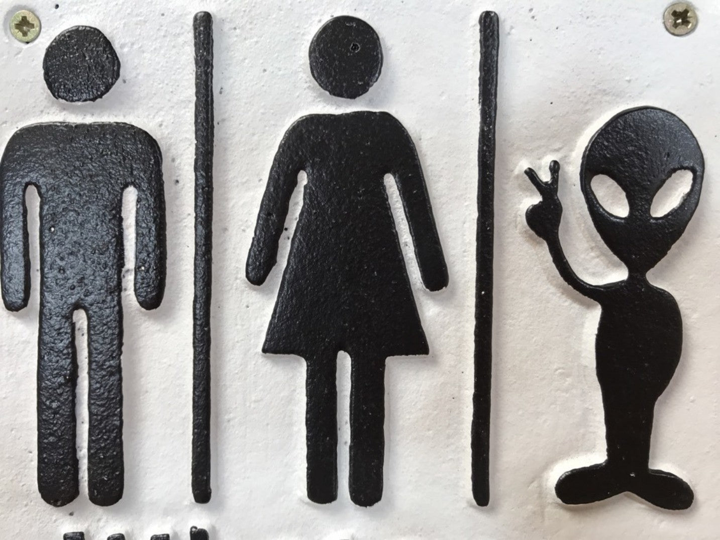 Alien Or Human Whatever Just Wash Your Hands Cast Iron Funny Wall Sign