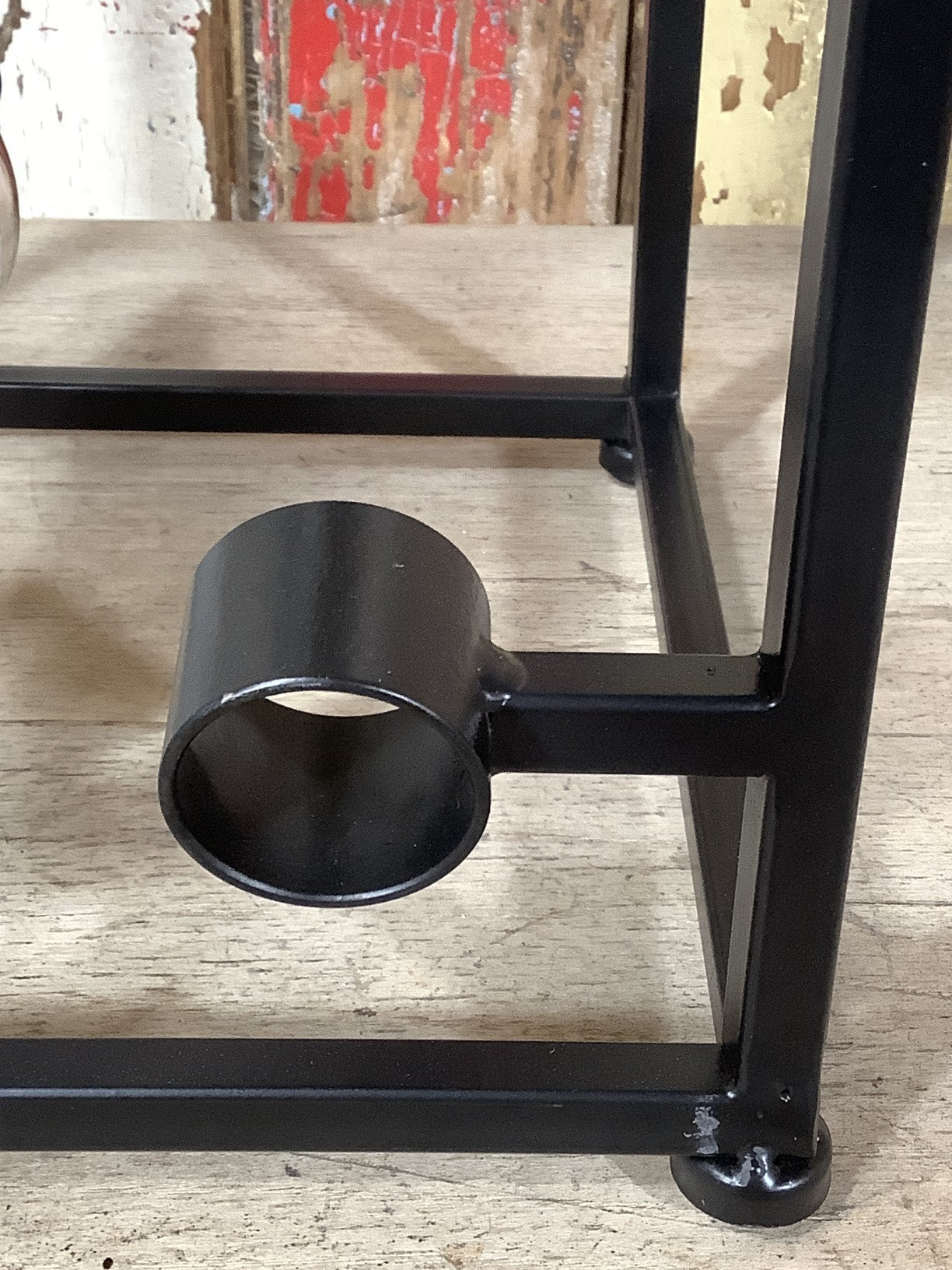6 Wine Bottle Holder Black Steel Industrial Style 14.5 Tall
