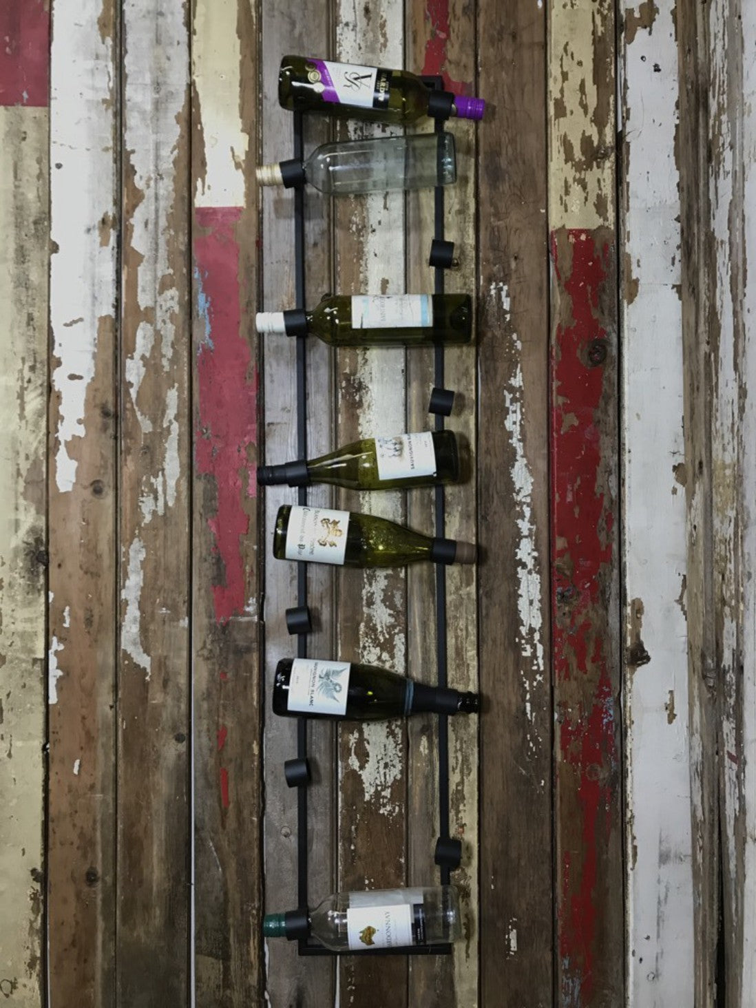 12 Bottle Wine Metal Wall Hanging Rack Holder Industrial Style Steel 135cm Tall