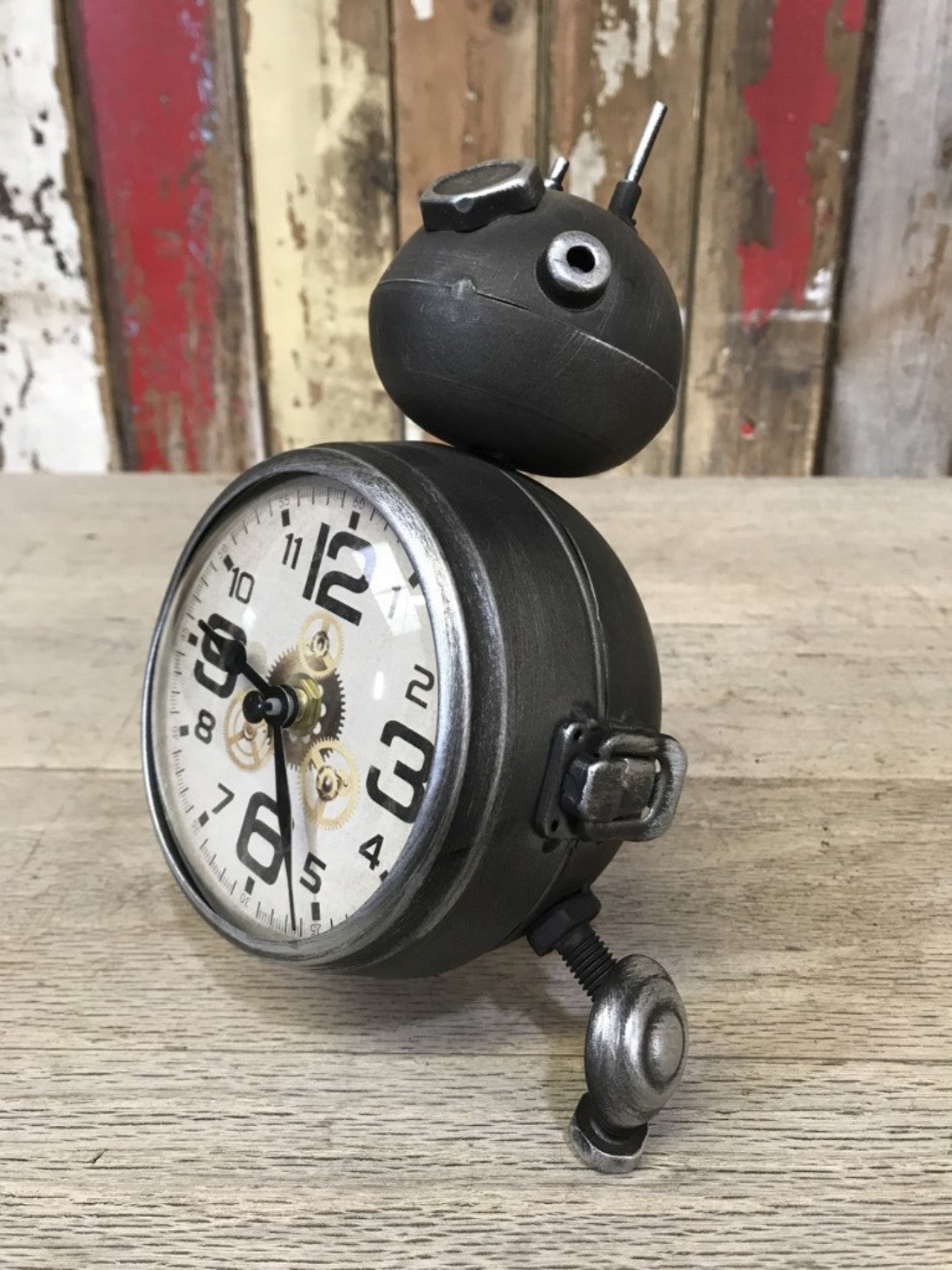 Nuts & Bolts Three Legged Robot Small Childs Bedroom Time Clock Steel