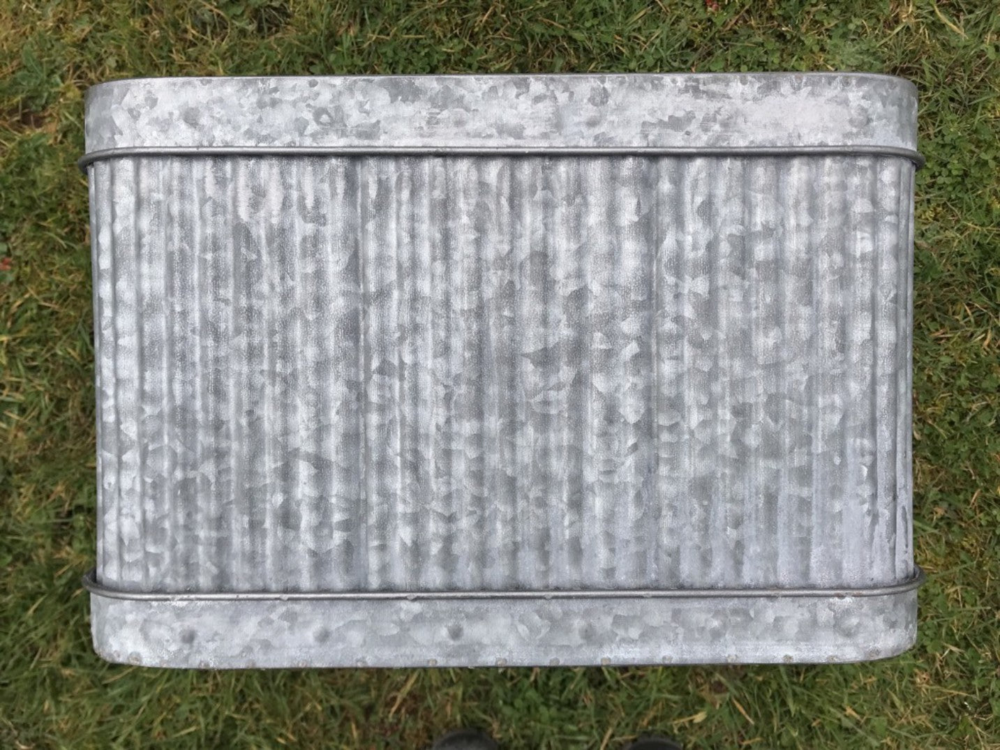3 Galvanised Garden Planters Dolly Tub Style Ribbed Small,Medium & Large