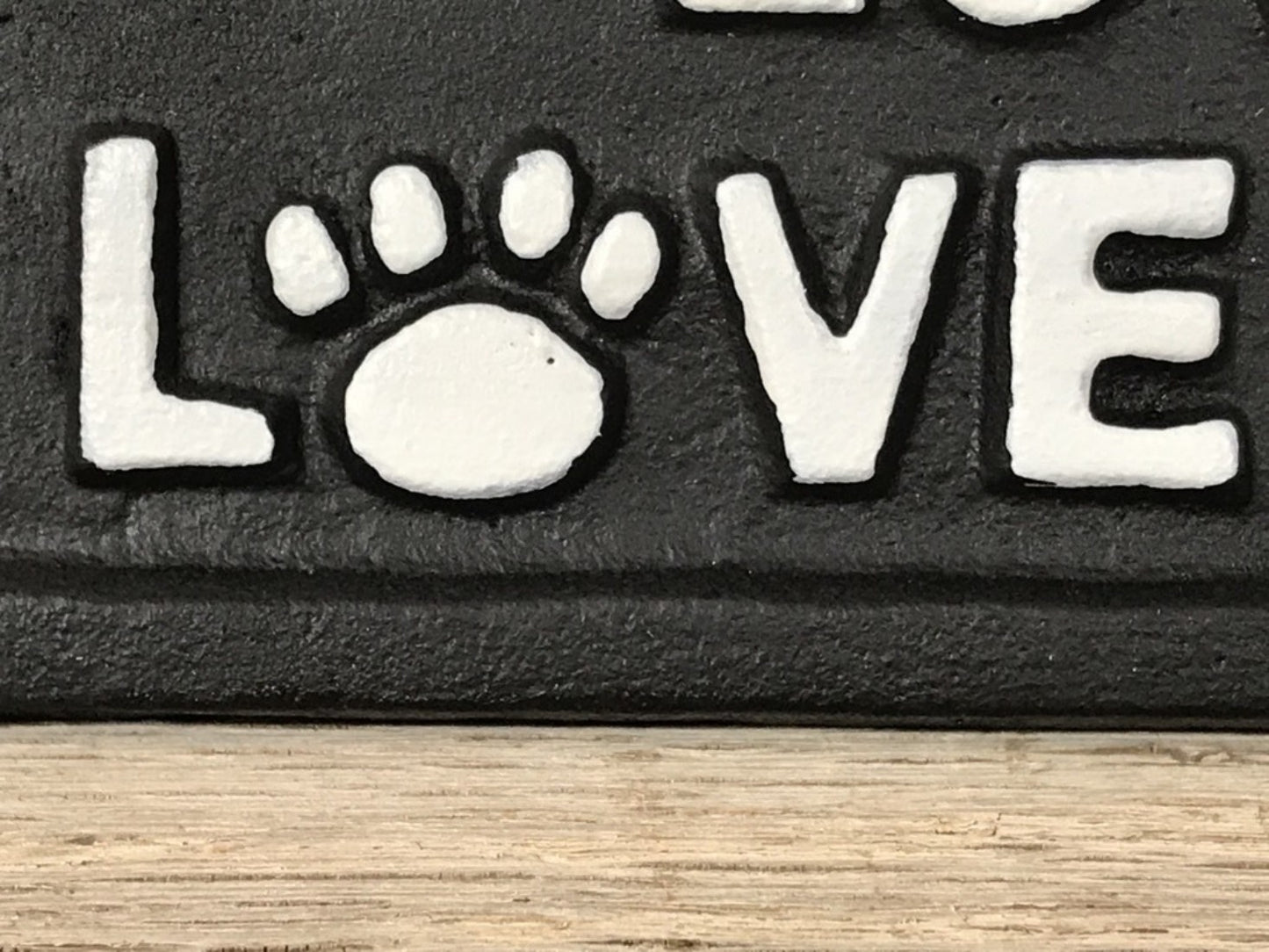 LOVE ME LOVE MY DOG Black & White Wall Pet Pouch Sign Cast Iron