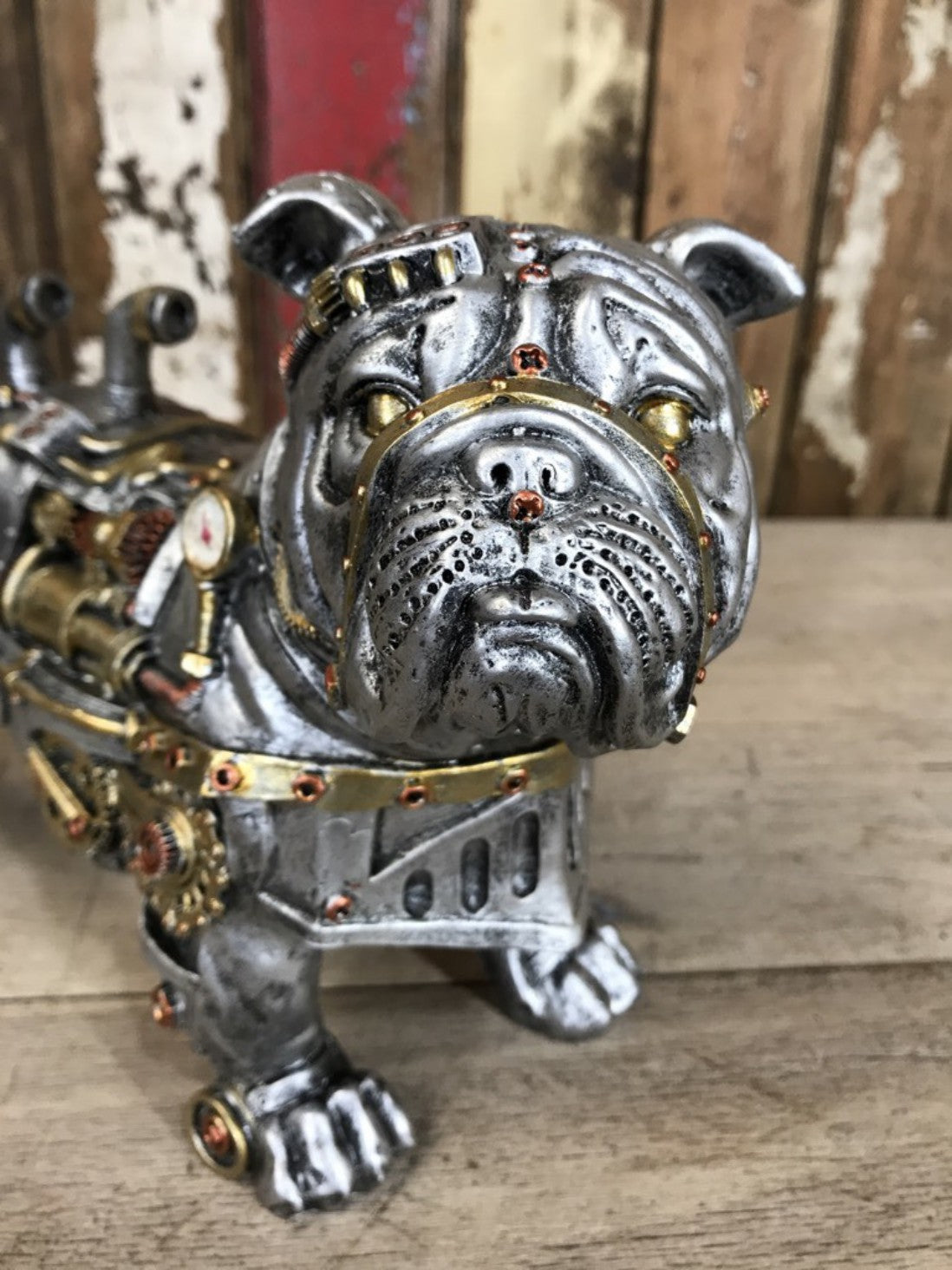 Steampunk Bulldog Puppy Standing Dog Industrial Decoration 29cm K9